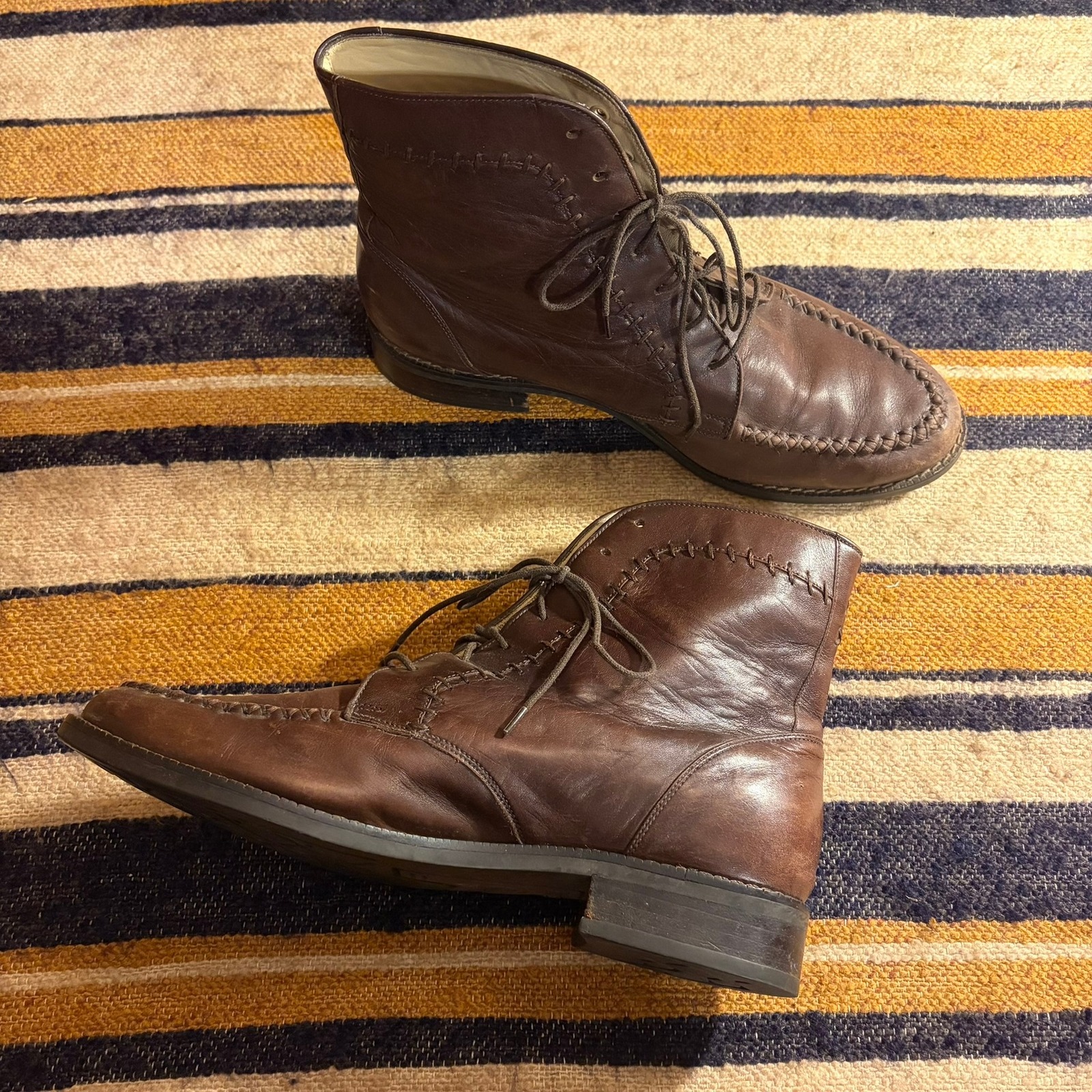 Ariat Ats Brown Leather Lace Up Ankle Boots Whipstitch Moc Toe Women Western 8.5